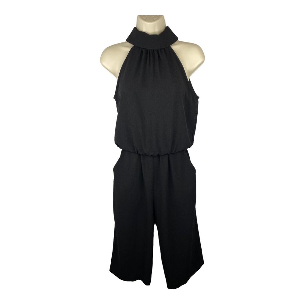 Wayf Womens Size XS Sleeveless Black Halter Romper Jumper Black Jumpsuit Cropped